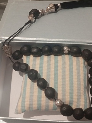 Komboloi with Moschokarydo beads and steel chain, handmade, new