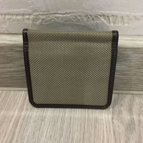 Bric's leather and cloth wallet new, beige and brown