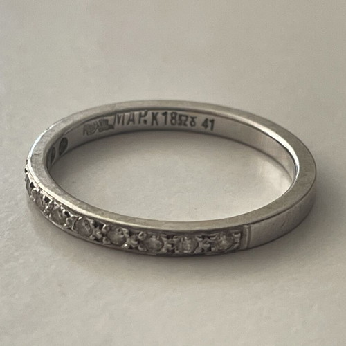 Marathianakis White Gold Ring 18K with 11 Genuine Diamonds 0.11ct Like New