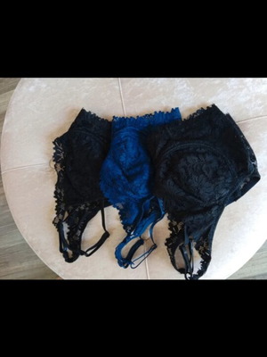 Lace bras new, pack of 3, size 75c, black and blue