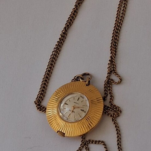 Retro Chaika Gold Plei Women's Winding Necklace Watch like new