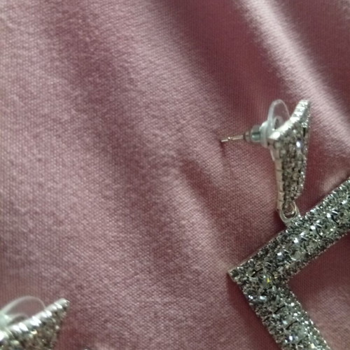 Rectangular earrings with rhinestones new, 5cm length, 3cm width