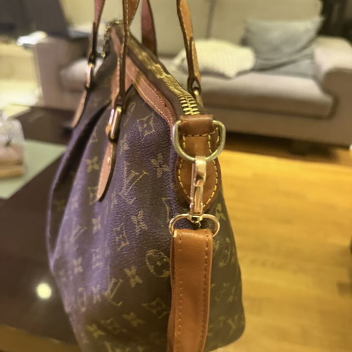 Louis Vuitton Palermo PM Monogram bag used, brown leather patina