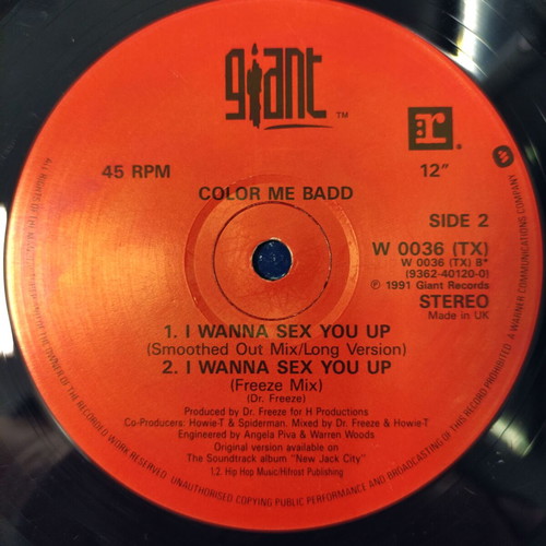 Color Me Badd I Wanna Sex You Up 12'' Vinyl Single used, 1991 UK