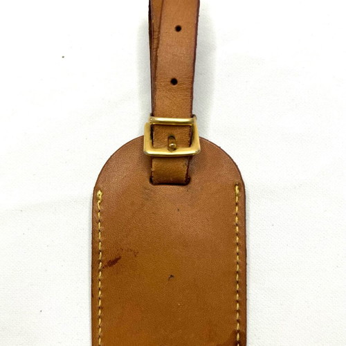 Etro leather travel tag charm used, brown