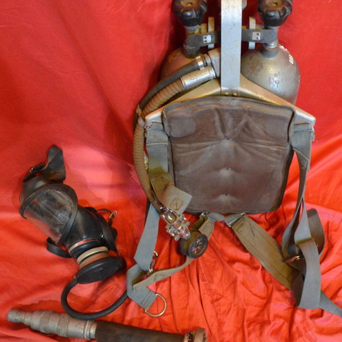 Oxygen bottles with mask and fire hose, like new