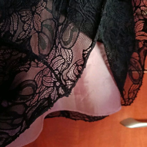 Evening dress with lace size S, black and pink, like new