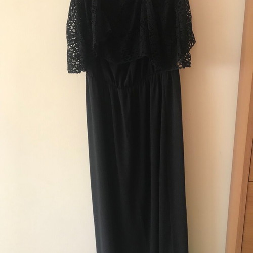 Long black dress with knitted details like new