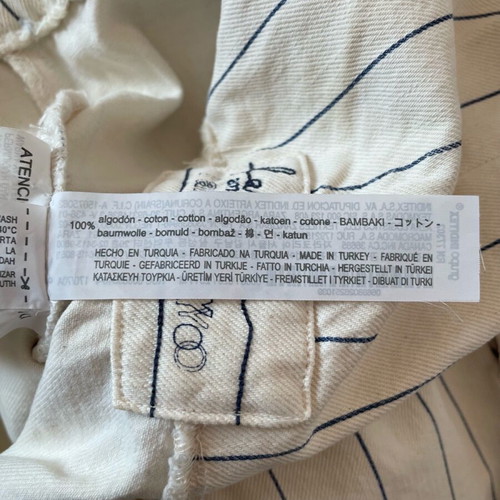 Zara denim short jumpsuit like new, beige with blue stripes, size M