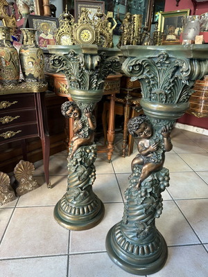 Pair of flower stands made of paste, used, excellent condition