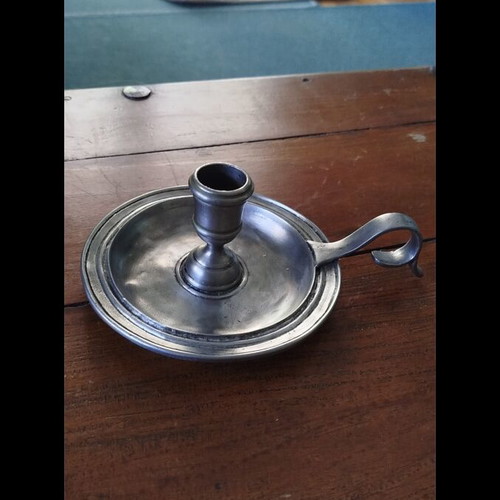 Vintage Pewter Candlestick with Handle like Italian Bugia, like new