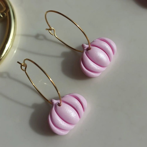 Pumpkin earrings new polymer clay and stainless steel