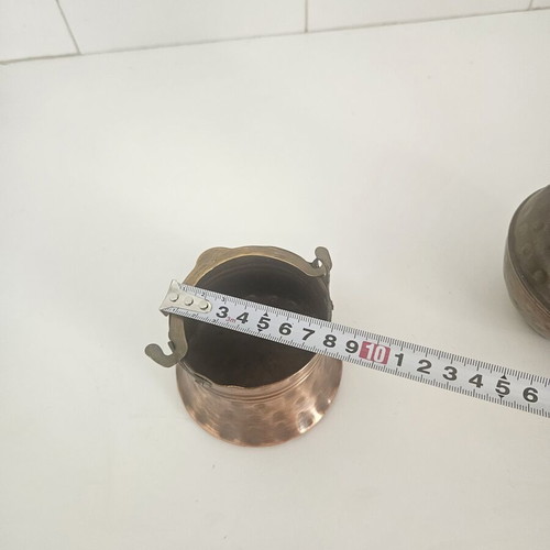 Decorative vase and container with brass handles like new