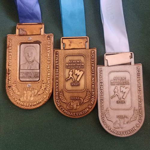 Collectible Full Set of 3 Athens Authentic Marathon Medals 2015, like new