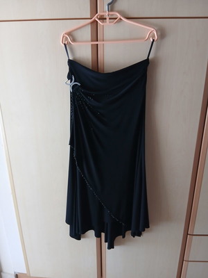 Draped skirt with brooch, black, large