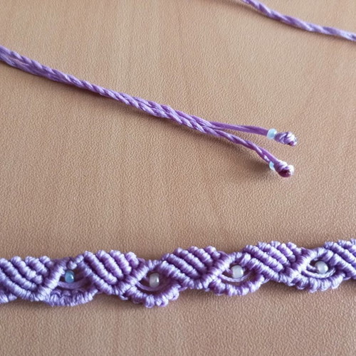 Handmade purple macrame choker necklace with subtle beads new