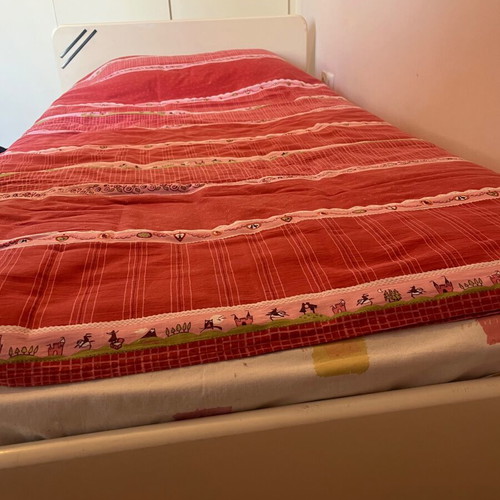 Wooden bed set with mattress and nightstand used