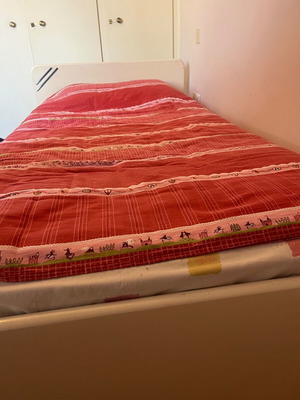 Wooden bed set with mattress and nightstand used