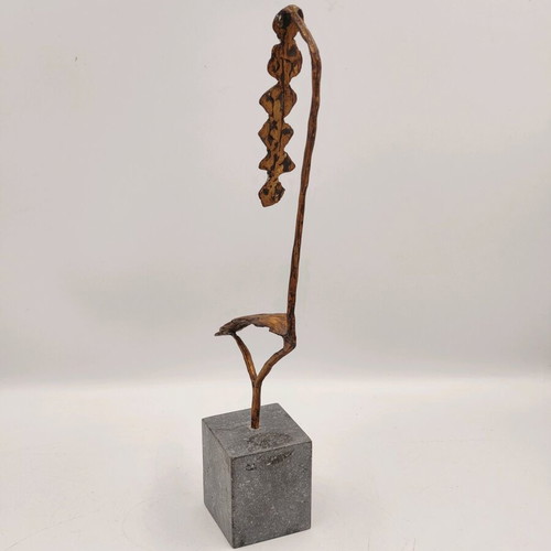 Art sculpture used, bronze abstract on marble base