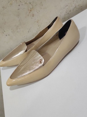 Ted Baker women's ballerina flats, beige saffiano leather
