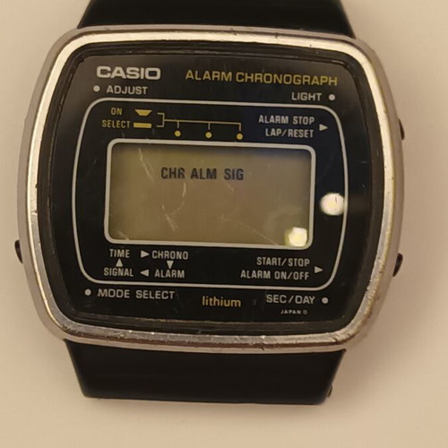 Casio Digital Alarm Chrono wristwatch used, black, 1980