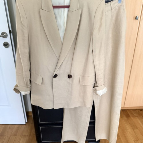 Linen suit beige oversize, like new, Zara, size M