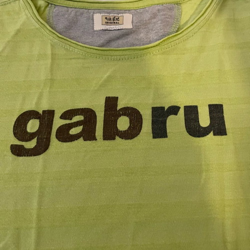 Gabru cotton t-shirt size XS used, green stripe
