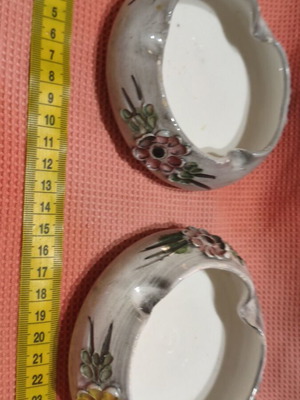 Vintage ceramic ashtrays pair, like new, handpainted floral design
