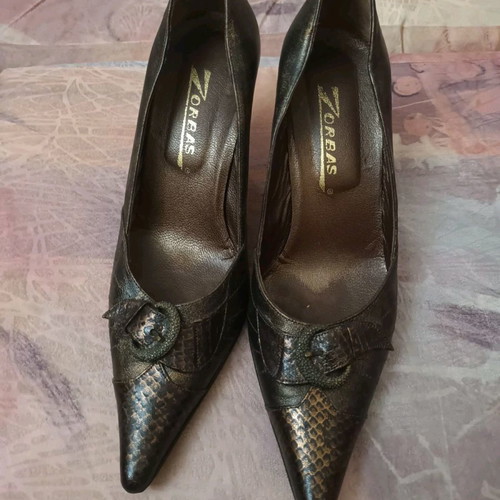 ZORBAS leather pumps used, brown bronze, size 40