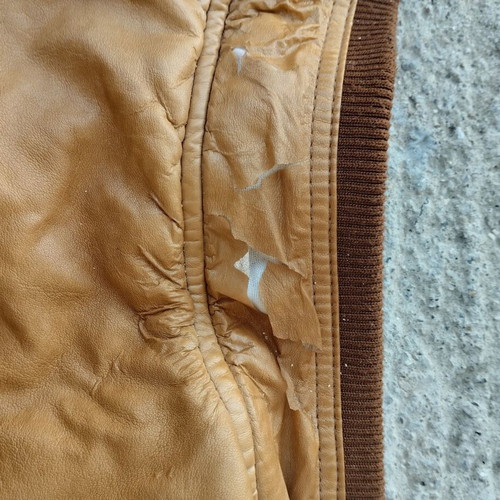 Leather jacket used with wear, size XXL, yellow