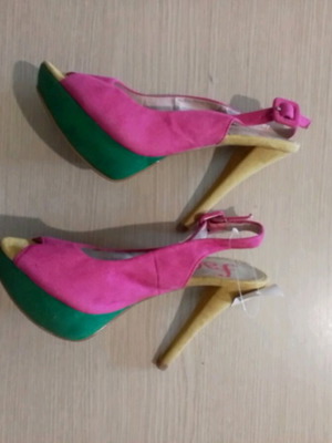 Farasion double-sole sandals No 37 new, multicolor, 13cm heel