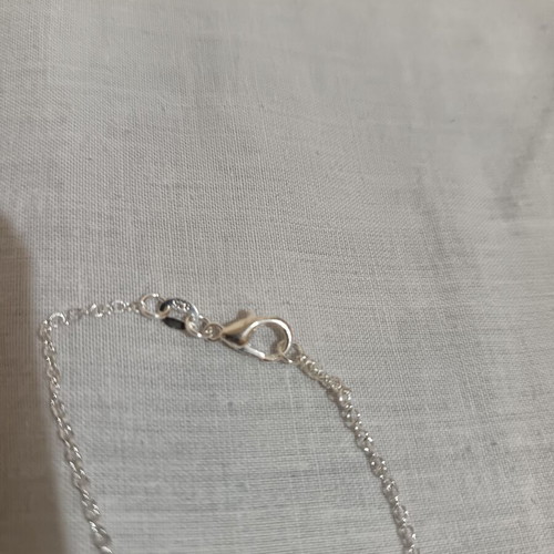 Silver necklace with heart pendant and stone, new