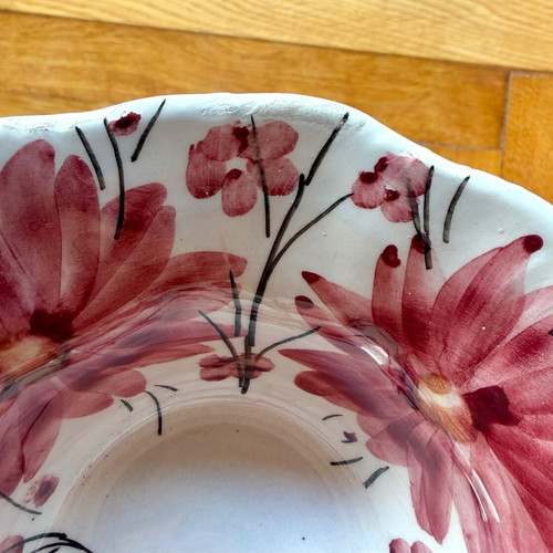 Ceramic bowl with pink floral design, 15 cm