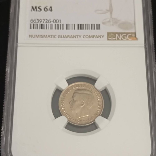 50 Lepta 1970 King Konstantinos certified uncirculated MS64