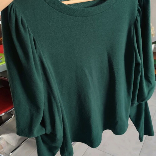 Blouse with puff sleeves used, green, size L