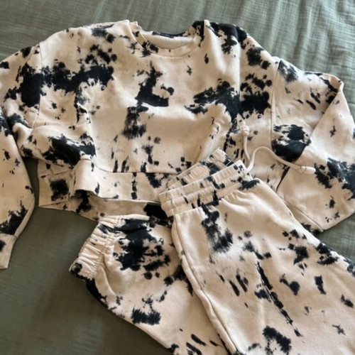 Zara tye dye tracksuit set like new, size Small, black beige