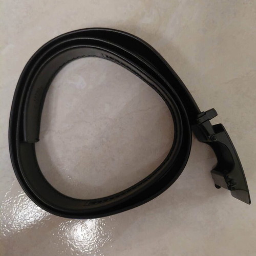 Men's Black Leather Adjustable Belt with Steel Buckle new