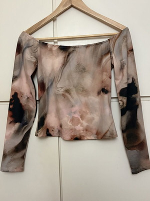 Bershka mesh blouse with marble print size L new