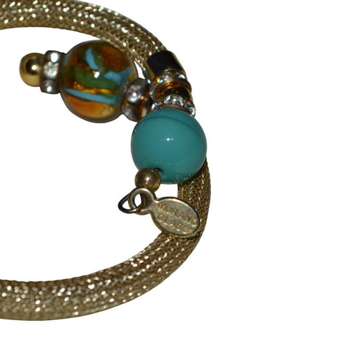 Women's bracelet gold color with Murano glass stones, like new