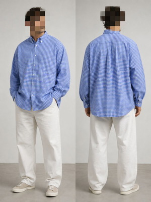 Benetton XL men's dress shirt new with tags, white and blue