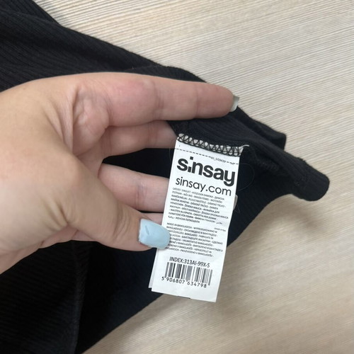 Sinsay Black Cotton Ribbed Tank Crop Top New With Tags