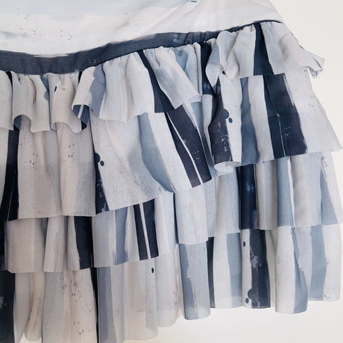 Short skirt with built-in shorts, white and blue
