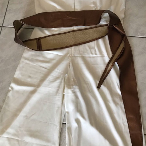 Women's jumpsuit like new, ecru with bronze belt, size L