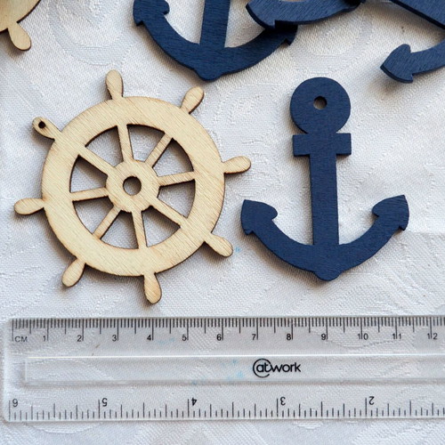 Wooden decorations sea theme new, set of 20 pieces