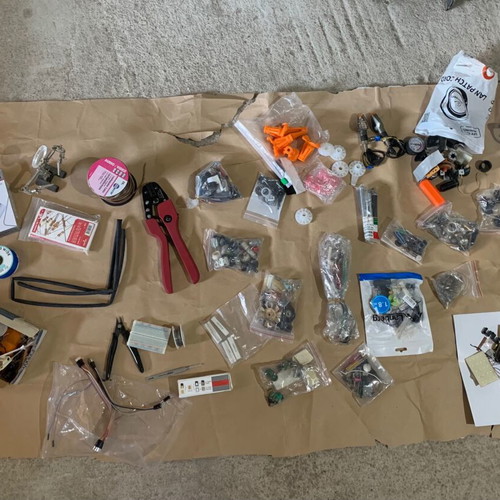 Electronic tools and components used for DIY projects, set