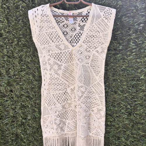 Summer knitted women's pareo like new, size S, white