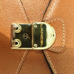 Vintage Lancel leather clutch bag new, beige caramel color