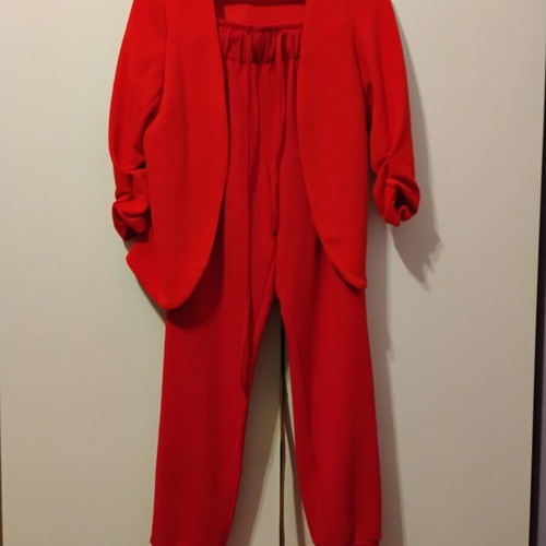 Anel women's spring summer suit like new, red, harem pants