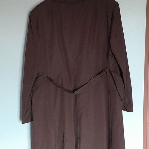 Unisex trench coat like new with fur on shoulder brown Greek made