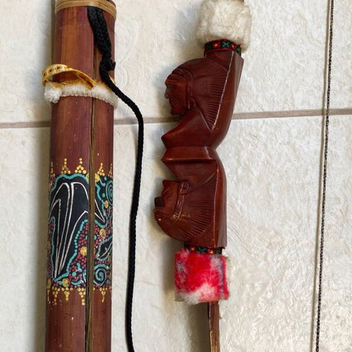 Decorative ethnic bow set with quiver and arrows used